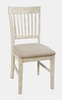 Krzesło do jadalni rustykalne – kremowa tapicerka shabby-chic (drewniane, akacja)