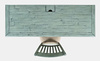 Krzesło tapicerowane turkusowo-miętowe shabby chic – drewno akacji, styl rustykalny