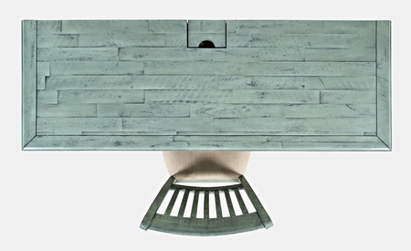 Krzesło tapicerowane turkusowo-miętowe shabby chic – drewno akacji, styl rustykalny