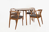 Drewniane krzesło mid-century z akacji, tapicerowane grafitową tkaniną