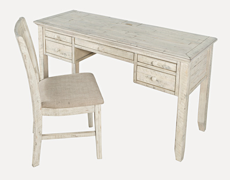 Krzesło do jadalni rustykalne – kremowa tapicerka shabby-chic (drewniane, akacja)