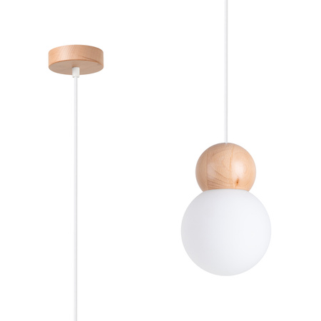 Lampa wisząca PEKKA 1 biała/naturalne drewno