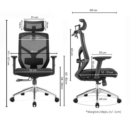 Fotel biurowy ergonomiczny Rosa czarny ANGEL