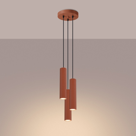 Lampa wisząca KARBON 3P ochra czerwona
