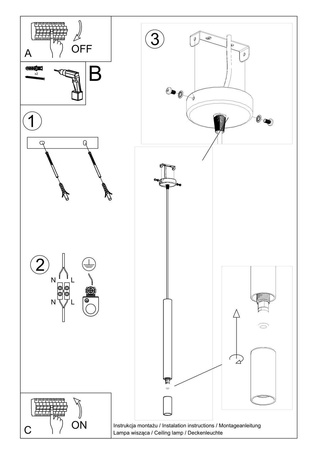 Lampa wisząca WEZYR 1 biała