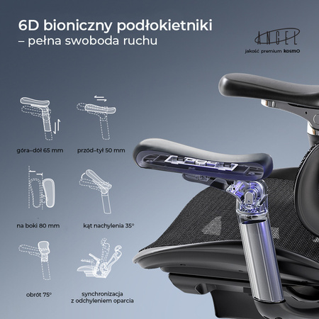 Fotel biurowy na kółkach ergonomiczny ANGEL  kosmO