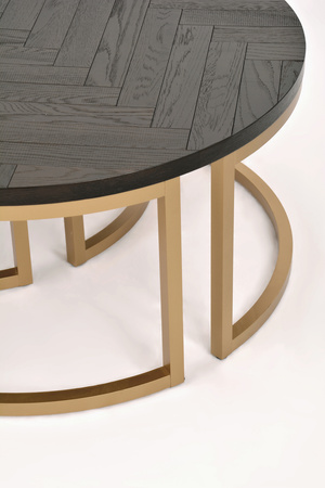 Okrągłe stoliki kawowe z drewna - czarne - zestaw 2 szt. - Seville SEV07-0