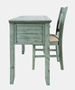 Krzesło tapicerowane turkusowo-miętowe shabby chic – drewno akacji, styl rustykalny
