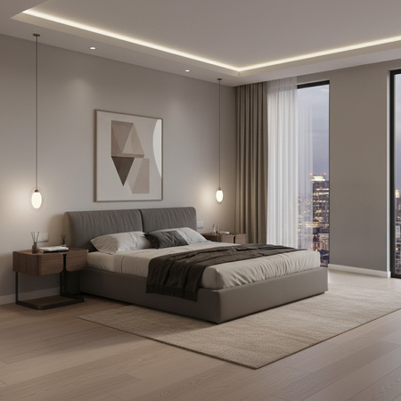 Szafka nocna z orzecha włoskiego z szufladą i czarną podstawą