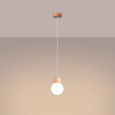 Lampa wisząca PEKKA 1 biała/naturalne drewno