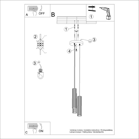 Lampa wisząca KARBON 3P ochra czerwona