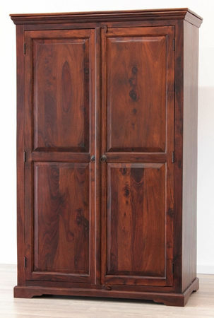 Szafa drewniana do sypialni i przedpokoju – z półkami i drążkiem, 120 cm, drewno akacji