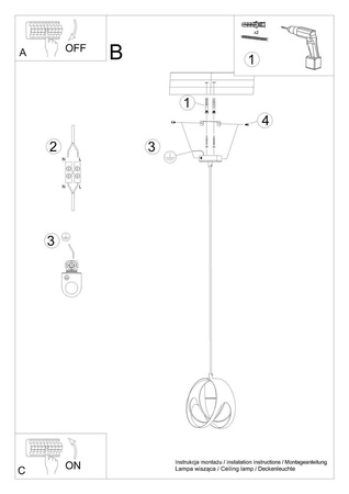 Lampa wisząca TULOS 1 biała