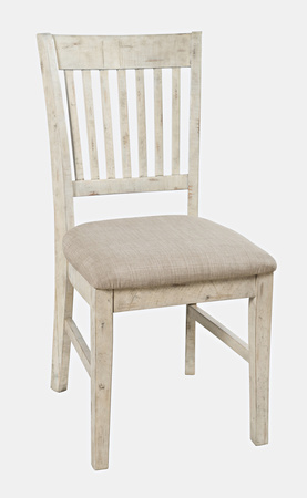 Krzesło do jadalni rustykalne – kremowa tapicerka shabby-chic (drewniane, akacja)