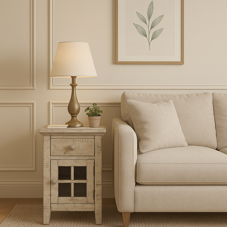 Szafka rustykalna w kolorze kremowym