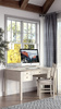 Krzesło do jadalni rustykalne – kremowa tapicerka shabby-chic (drewniane, akacja)
