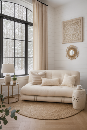 Nowoczesna sofa rozkładana- biały ecru- Nua