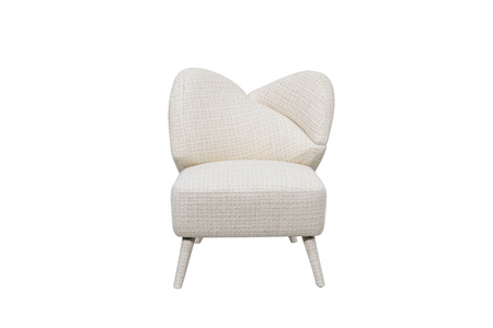 Beżowy fotel wypoczynkowy boucle – styl retro