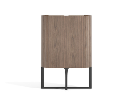 Komoda kaszmir i orzech włoski z czarną metalową podstawą