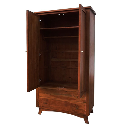 Szafa dwudrzwiowa drewniana 100 cm z szufladami - kolor Walnut