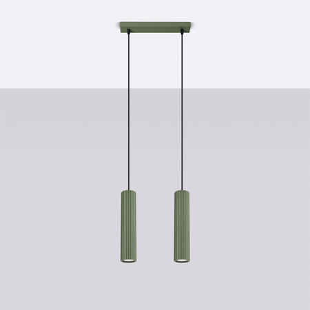 Lampa wisząca KARBON 2 zielona oliwka