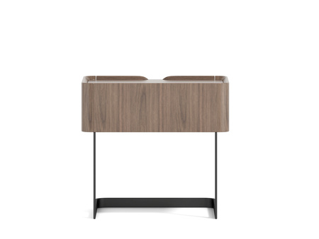 Szafka nocna z orzecha włoskiego z szufladą i czarną podstawą