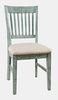 Krzesło tapicerowane turkusowo-miętowe shabby chic – drewno akacji, styl rustykalny