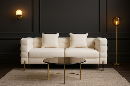Elegancka dwuosobowa sofa boucle 160 cm NUA na złotych nóżkach