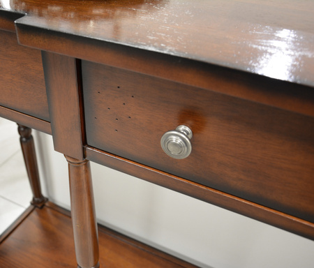 Konsola kolonialna do przedpokoju w kolorze mahoniowym