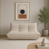 Sofa dwuosobowa- jasnobeżowa – nowoczesny design, pikowanie, tkanina aksamitna NUA