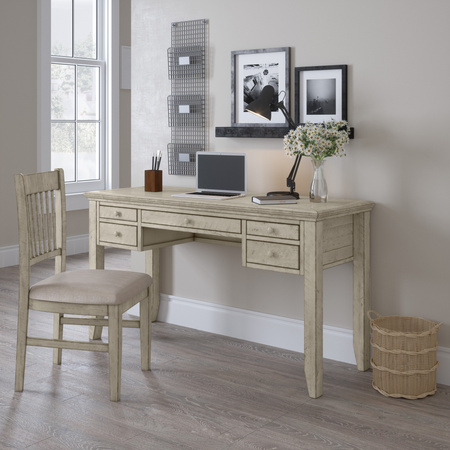 Krzesło do jadalni rustykalne – kremowa tapicerka shabby-chic (drewniane, akacja)