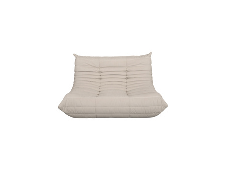 Sofa dwuosobowa- jasnobeżowa – nowoczesny design, pikowanie, tkanina aksamitna NUA