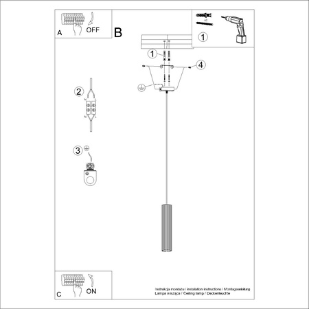 Lampa wisząca KARBON 1 czarny