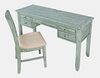 Krzesło tapicerowane turkusowo-miętowe shabby chic – drewno akacji, styl rustykalny