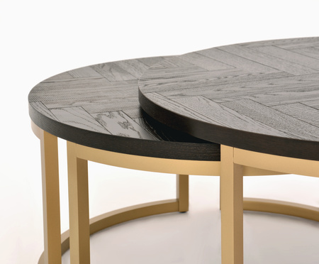 Okrągłe stoliki kawowe z drewna - czarne - zestaw 2 szt. - Seville SEV07-0