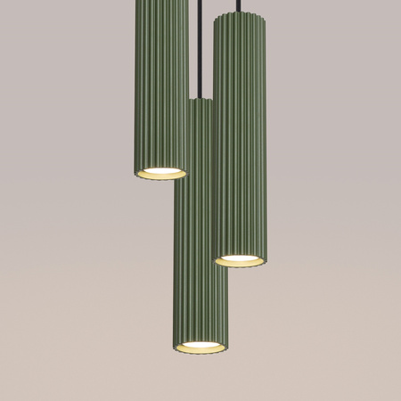 Lampa wisząca KARBON 3P zielona oliwka
