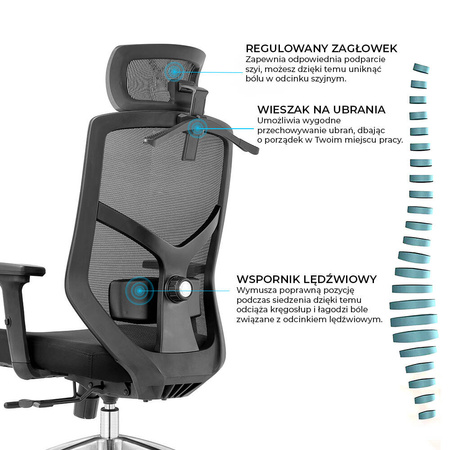 Fotel biurowy ergonomiczny Rosa granatowy ANGEL