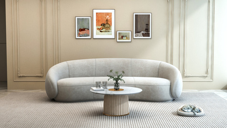Sofa w stylu Art Deco w kolorze biały ecru- Nua