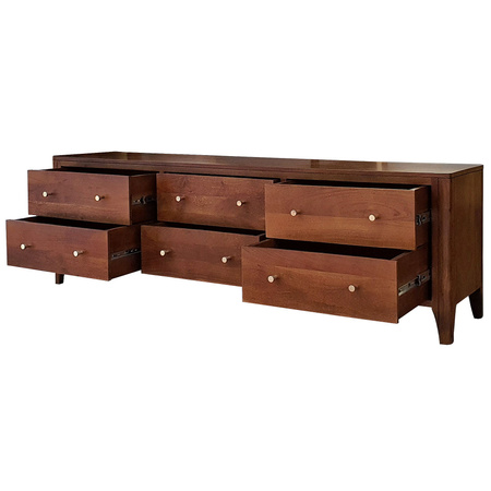 Komoda z litego  drewniana 175 cm - WALNUT ciemny orzech