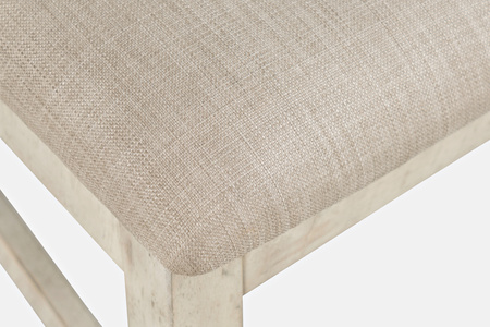 Krzesło do jadalni rustykalne – kremowa tapicerka shabby-chic (drewniane, akacja)