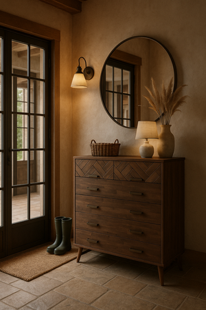 Komoda z szufladami drewniana z intarsją 100 cm –styl retro