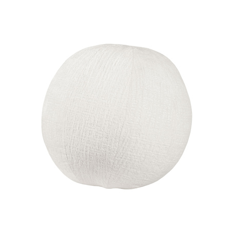 Biała poduszka dekoracyjna z weluru – stylowa forma kuli, z zamkiem