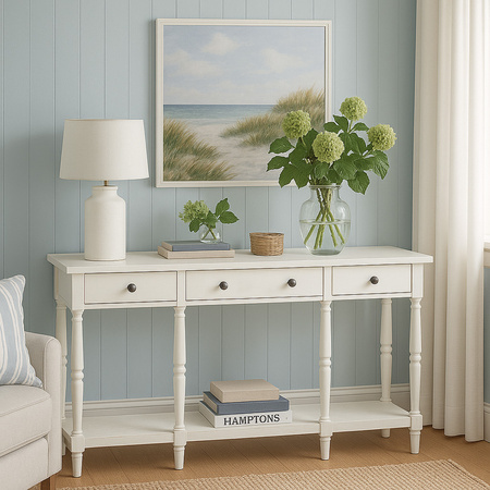 Biała konsola z szufladami Avola Antique White