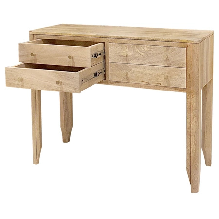 Konsola toaletka z litego drewna mango 100 cm, szuflady - natural