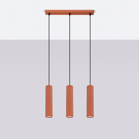 Lampa wisząca KARBON 3L ochra czerwona