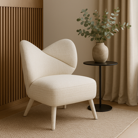 Beżowy fotel wypoczynkowy boucle – styl retro