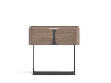 Szafka nocna z orzecha włoskiego z szufladą i czarną podstawą