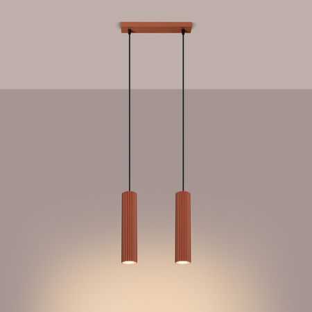 Lampa wisząca KARBON 2 ochra czerwona