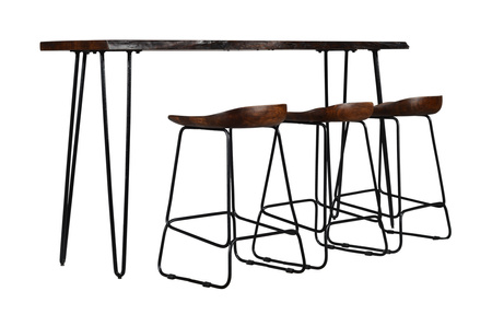 Hoker z litego drewna akacjowego i metalu – styl industrialny, orzech włoski, czarne nogi