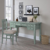 Krzesło tapicerowane turkusowo-miętowe shabby chic – drewno akacji, styl rustykalny